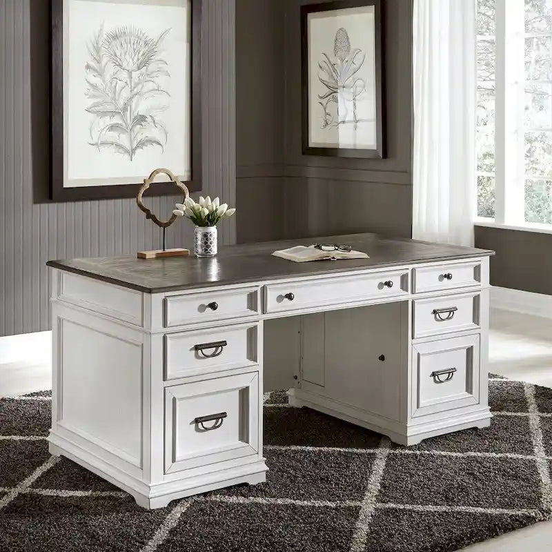  Wirebrushed White Charcoal Desk