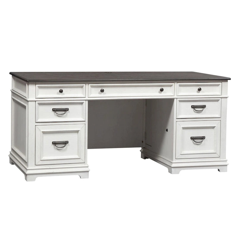 Wirebrushed White Charcoal Desk