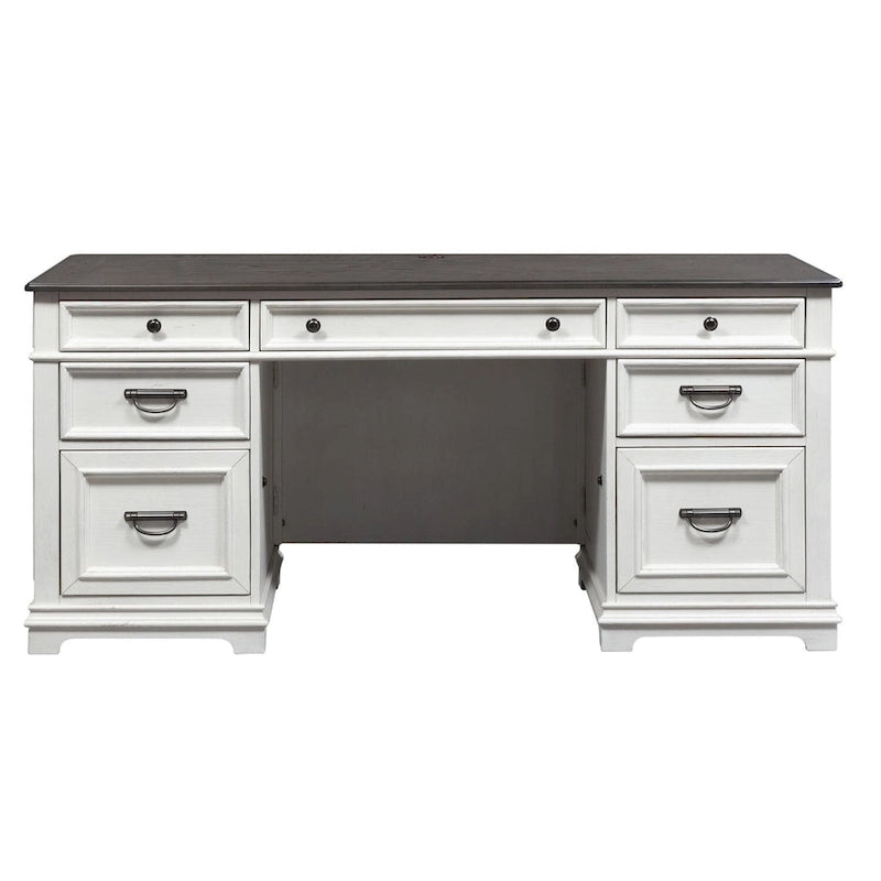 Wirebrushed White Charcoal Desk