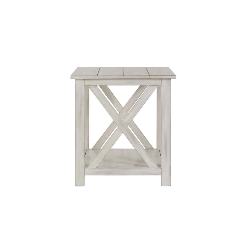 Jamestown Antique White Wood Side Table