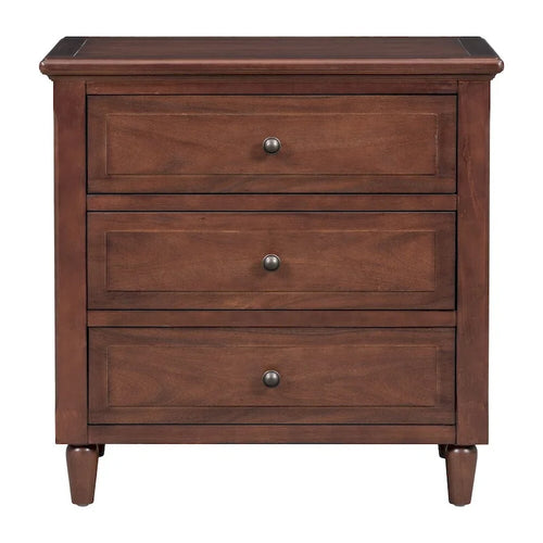 3-Drawer Nightstand Storage Wood Cabinet