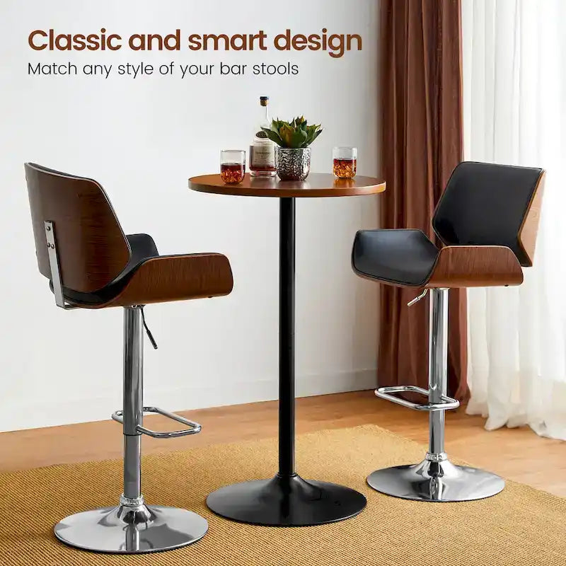 39.5H Modern Bistro Walnut Top Round Pub Bar Table